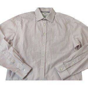 Jos A Bank 1905 Shirt White Maroon Red Non-Iron Tailored Fit Button Down 15.5 34